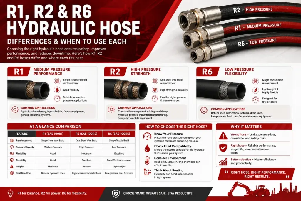 What Is the Difference Between R1, R2 and R6 Hydraulic Hose and When Should Each Be Used?