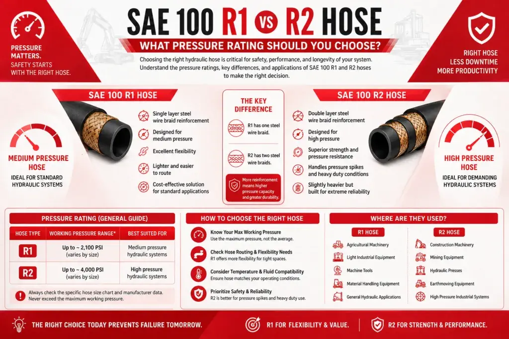 What Pressure Rating Should You Choose Between SAE 100 R1 and R2 Hose for Your Hydraulic System?